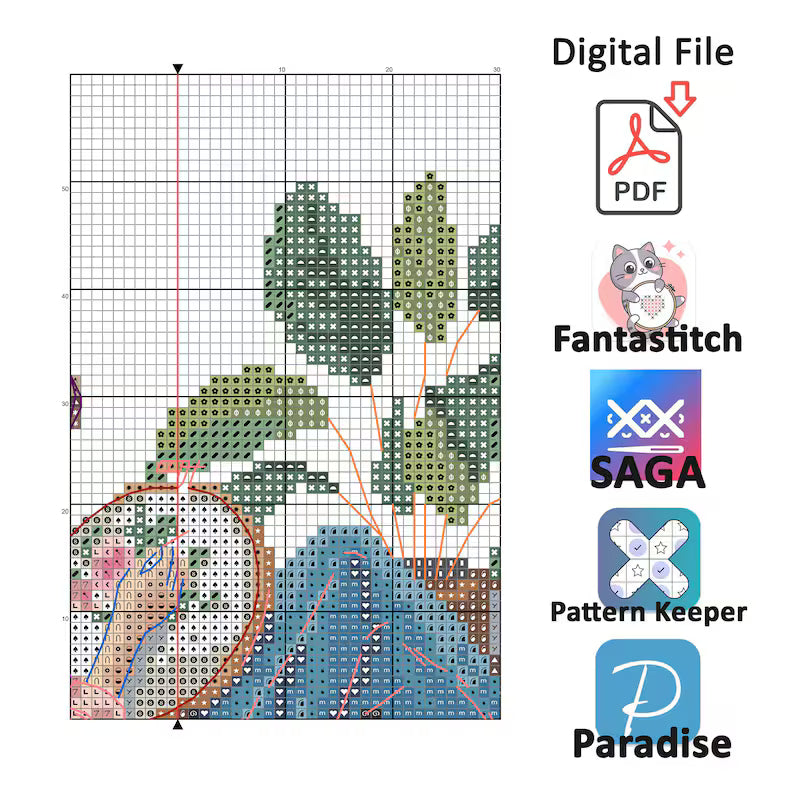 Girl Stitching Cross Stitch Pattern (PDF Digital Download)