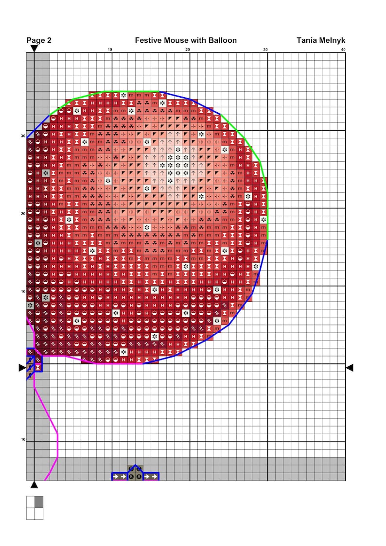 Christmas Mouse Cross Stitch Pattern PDF Cute Mouse with Red Balloon Counted Cross Stitch Chart Winter Nursery Embroidery Design